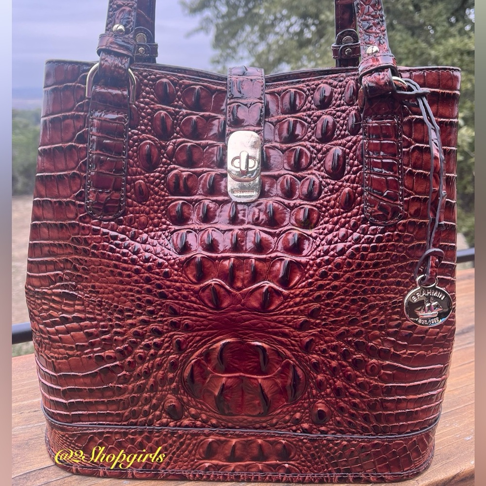 NWT Brahmin Fiora Bucket Bag in PECAN Melbourne #1